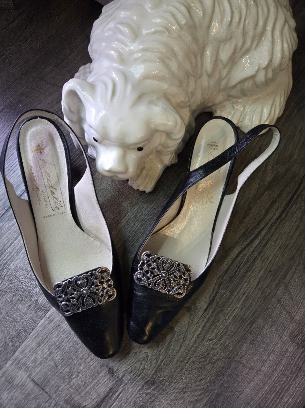 Black Leather Women’s Mary Jane Heels, ITALY 1966 VTG elegant Buckles